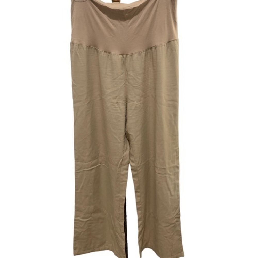 Active‎ USA Tan Khaki Maternity Pants Linen Women’s Size L